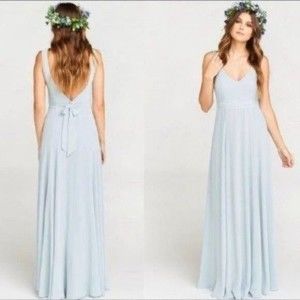 NWOT Show Me Your MuMu Jenn Maxi Dress Steel Blue Chiffon